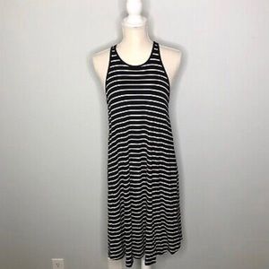 Gap Halter Tank Stripe Black White Swing A Line Dress Drapey Womens M
